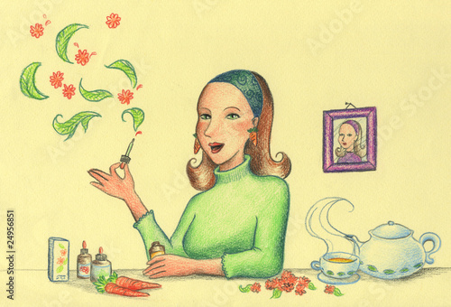 Donna che si cura con le erbe