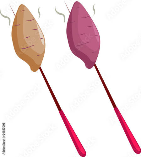 Sweet potato and taro on skewer