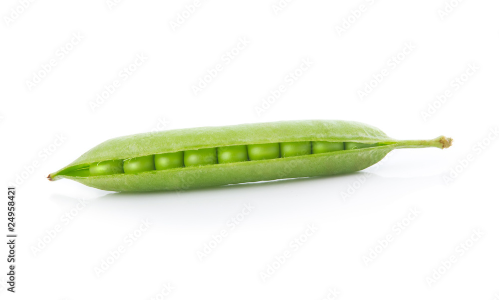Ripe pea vegetable with green leaf isolated Ripe pea vegetable with green leaf isolated