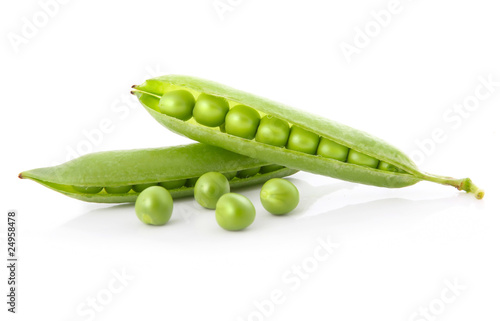 Ripe pea vegetable with green leaf isolated