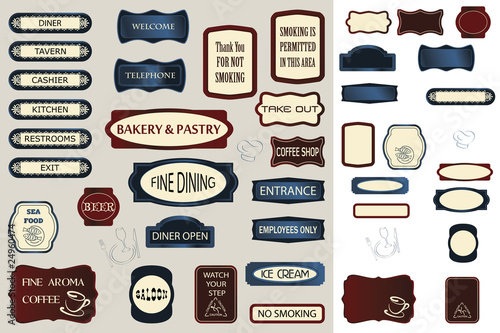 Hospitality Signs, blank or with sample text