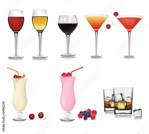 Set of cocktails. Vector illustration.