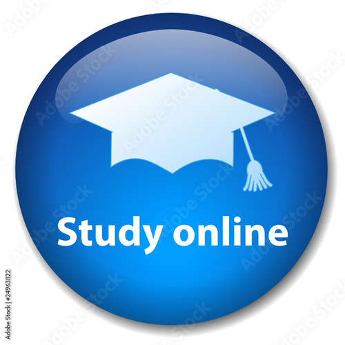STUDY ONLINE Web Button (e-learning university back to school)