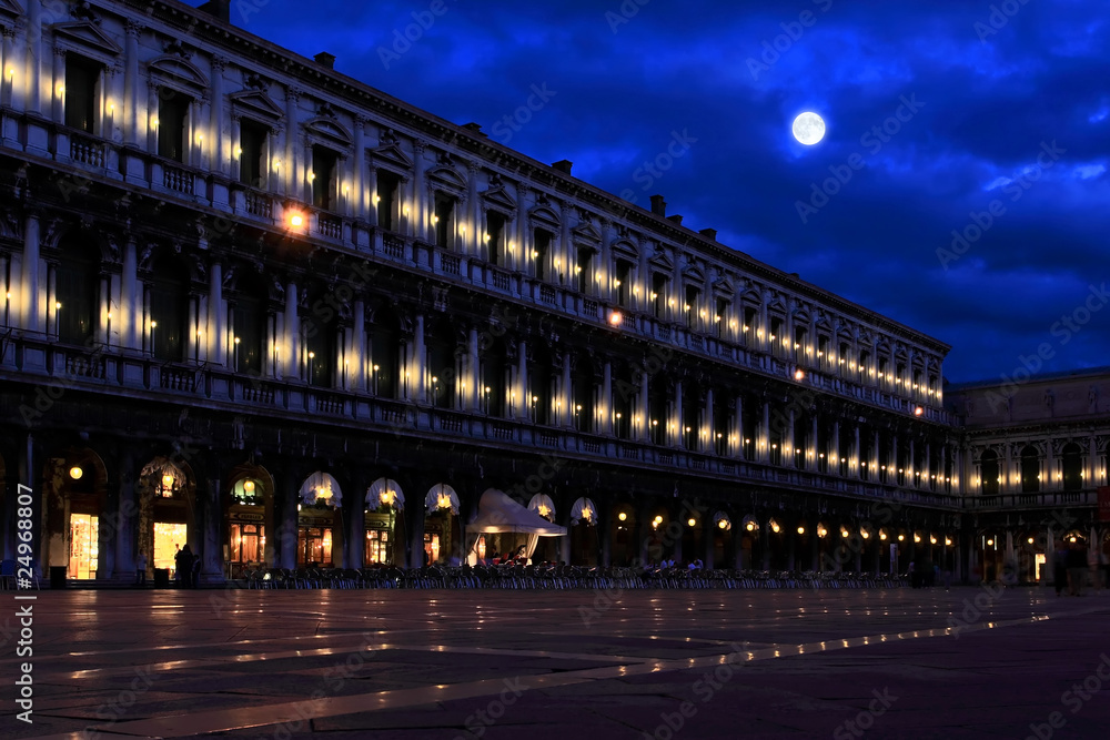 The night scene of San Marco Plaza in Venice