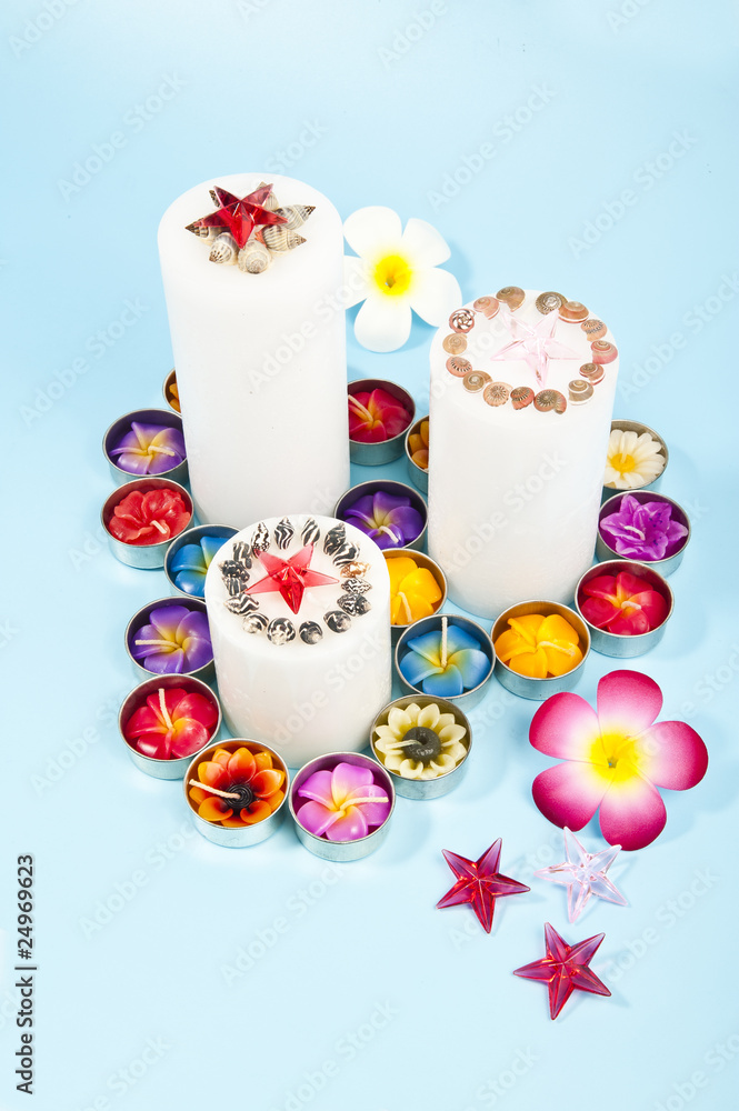 Three candles with red star