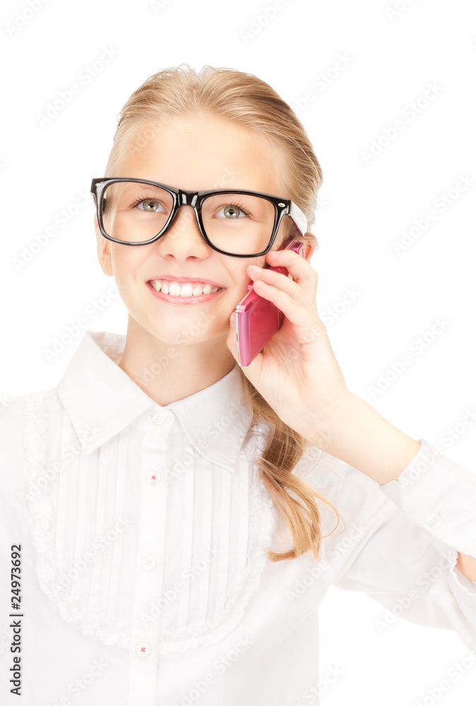 happy girl with cell phone