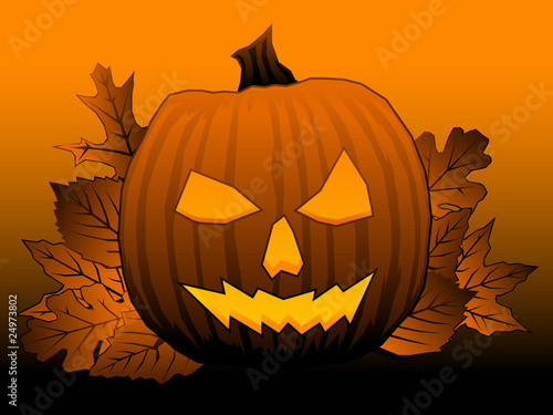 Leaves and jack o lantern