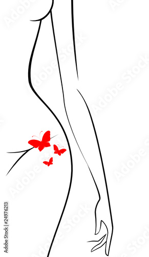 Vector silhouette of beautiful womanish body