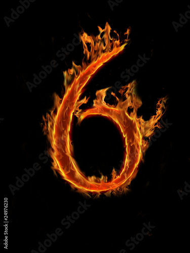 Fiery font "6"