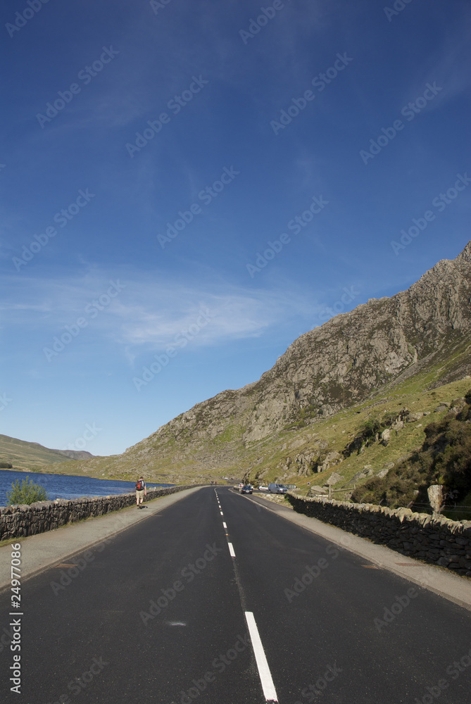 Straight Flat Road in Mountain Country