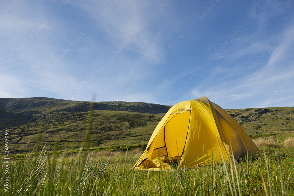 Low Angle View of Yellow Tent in Field