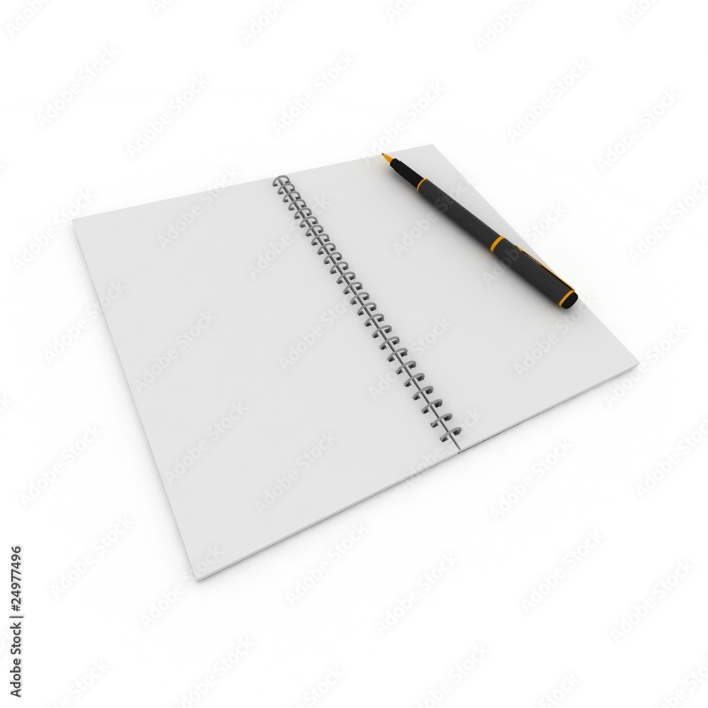 Notebook and pen on a white background Notebook and pen on a white background