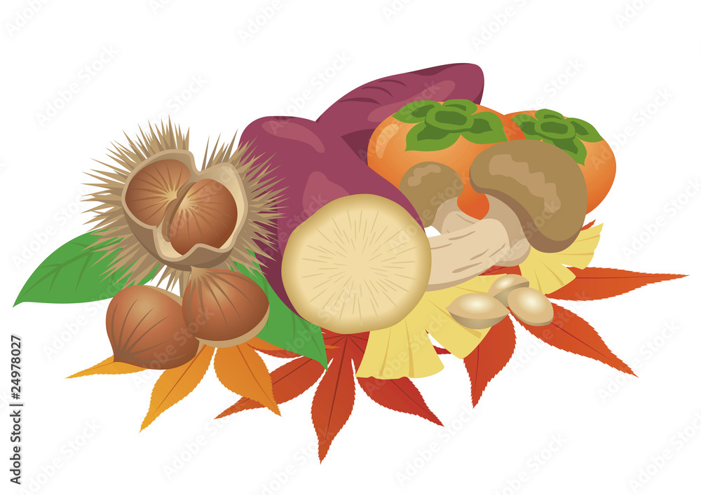 日本の秋 食べ物のイラスト Stock Vector Adobe Stock