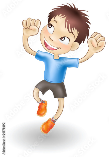 Young boy jumping for joy