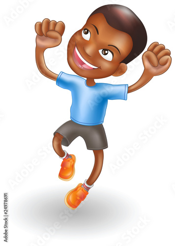 Young boy jumping for joy