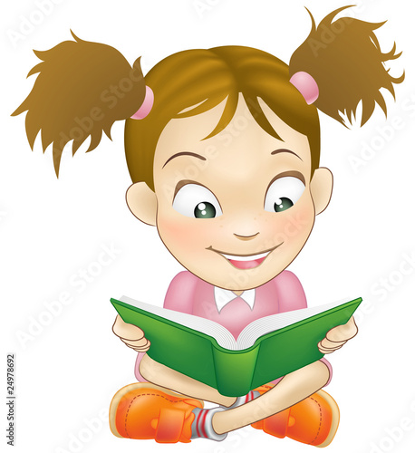 Illustration young girl rea...