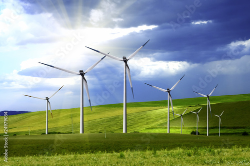 Bild auf Leinwand Power generating windmills