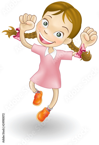 Young girl jumping for joy