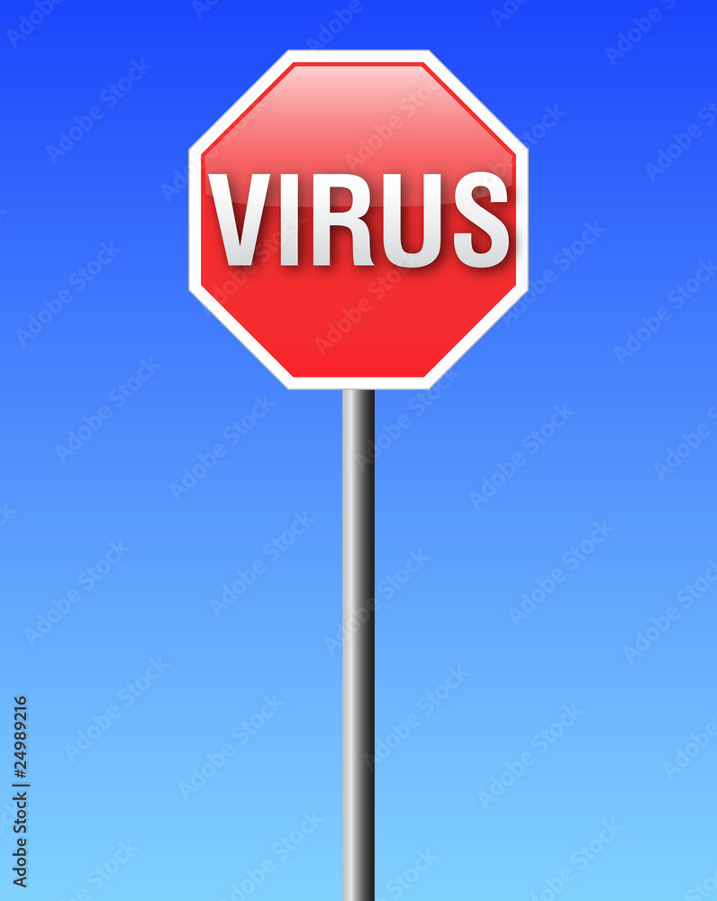 Red STOP sign shape with the word VIRUS on it-vector Red STOP sign shape with the word VIRUS on it-vector