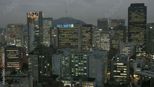 Time lapse cityscape of Seoul at twilight, South Korea.
