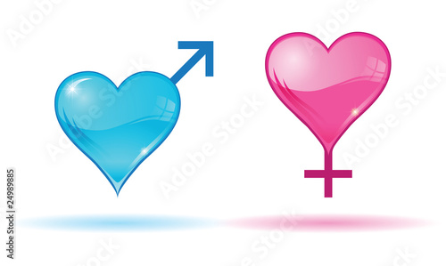 symboles homme et femme en forme de coeur