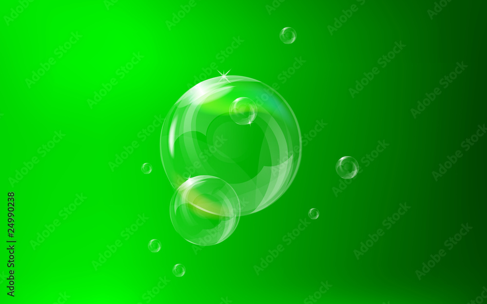 Realistic vector soap bubbles with green background Realistic vector soap bubbles with green background