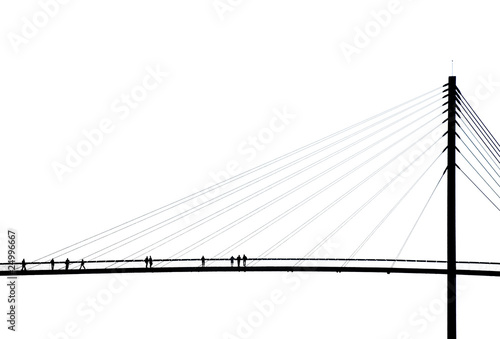 Pedestrian suspension bridge; silhouette