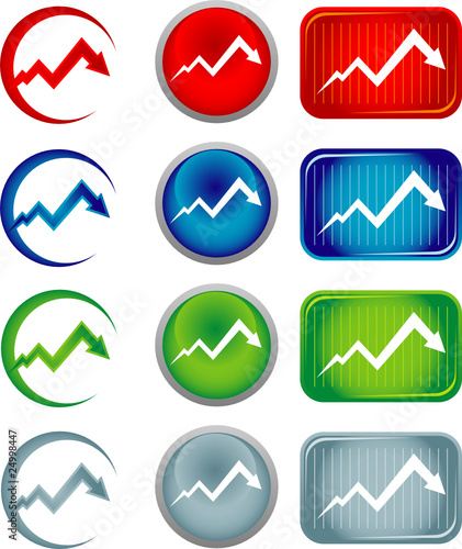 Economic recession illustration with graph and grid