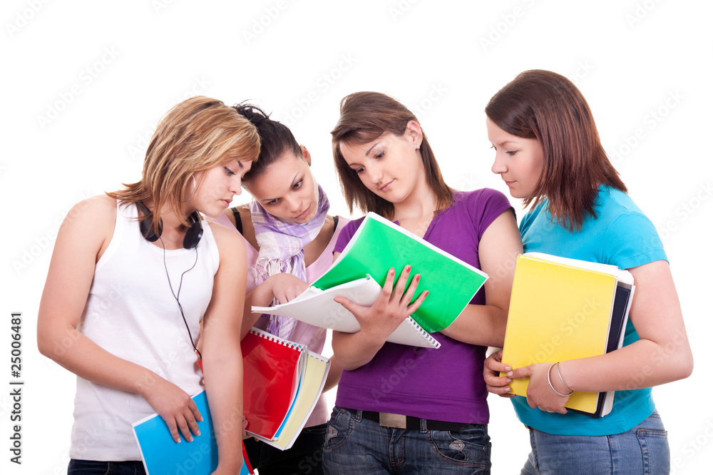 group of teenagers studying group of teenagers studying