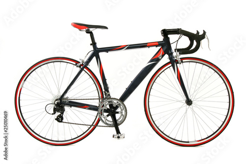 Speed racing bicycle over white background