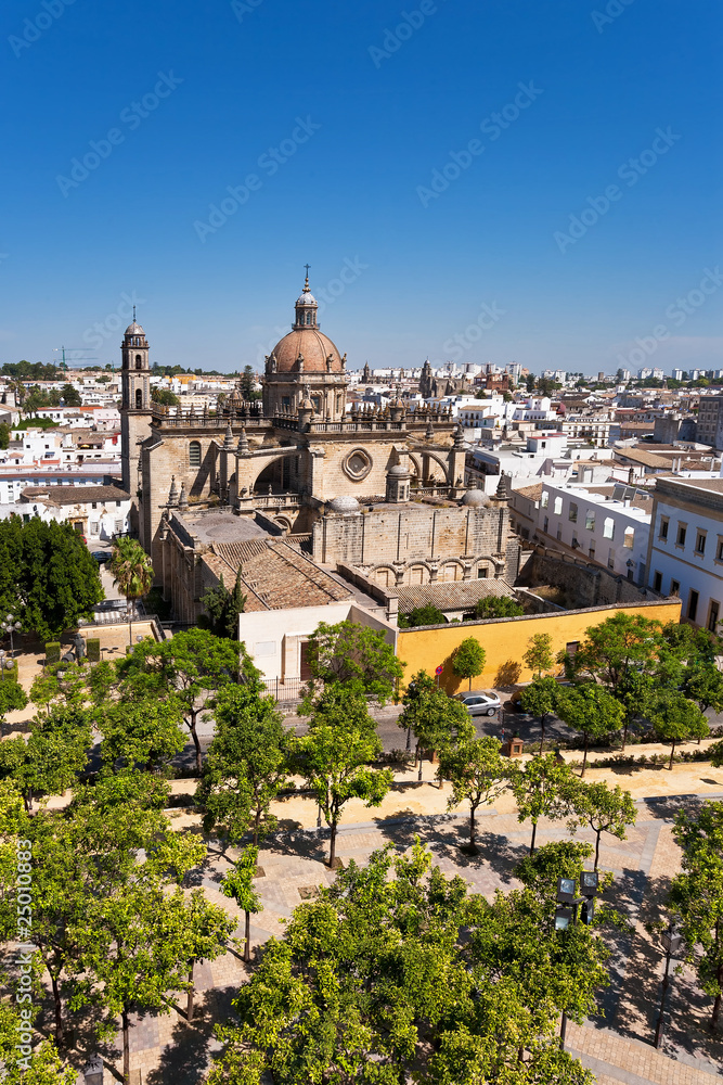 Great view of old Spanish town, Jerez.