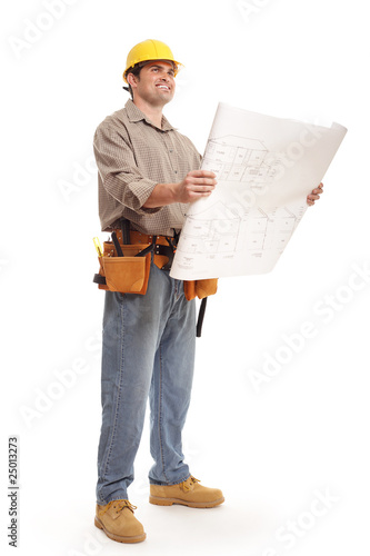 Full body shot of architect builder