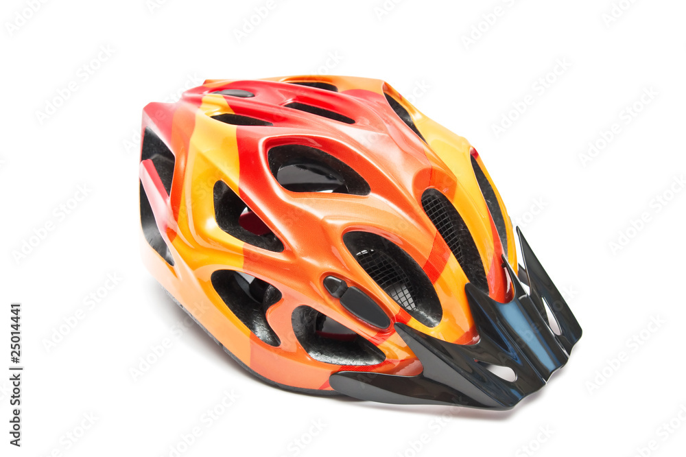 Fototapeta premium orange bicycle helmet