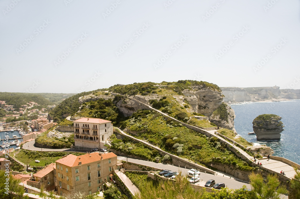 panorama Bonifacio Corsica harbor port  G-20 trail historic lowe