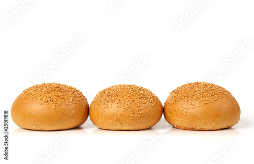Three sesame seed buns