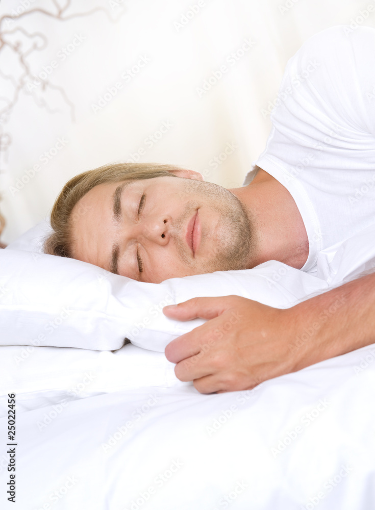 Young Man Sleeping in his Bed Young Man Sleeping in his Bed