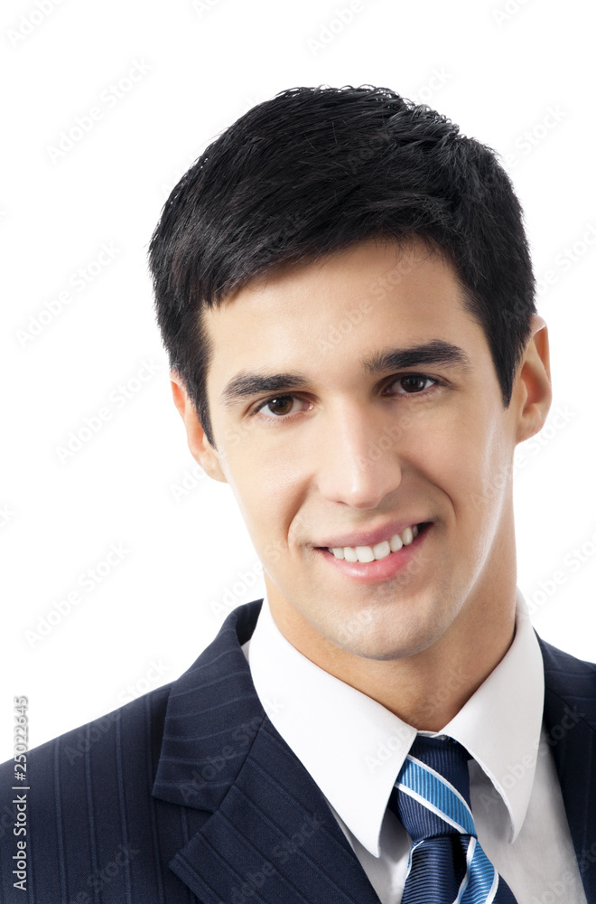 Portrait of happy smiling businessman, isolated on white Portrait of happy smiling businessman, isolated on white