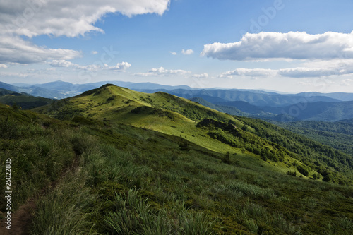 Beautiful green meadows Bieszczady i n Poland