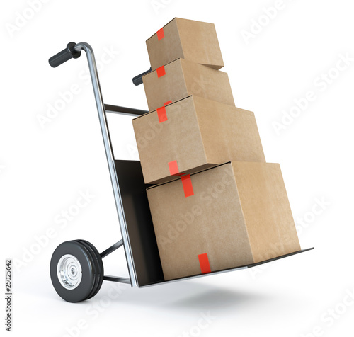 barrow truck and carton boxes