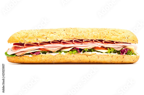Fresh meat feast salad baguette sub sandwich