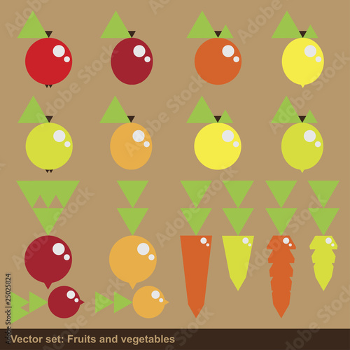 Group of vector fruits