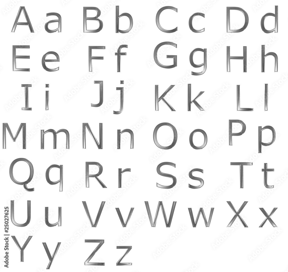 Steel Alphabet on White Steel Alphabet on White