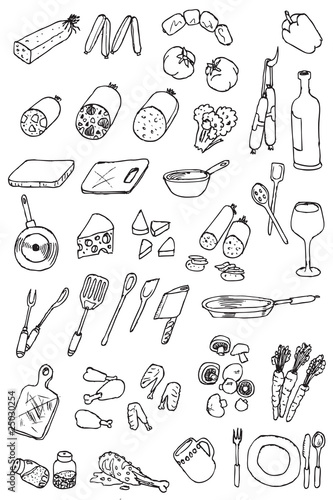 hand draw food icon collection