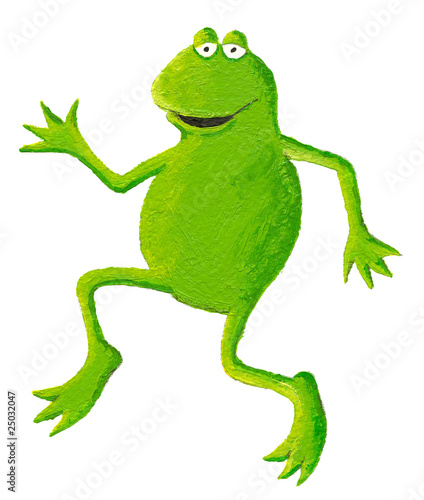 Funny frog dancing on the left