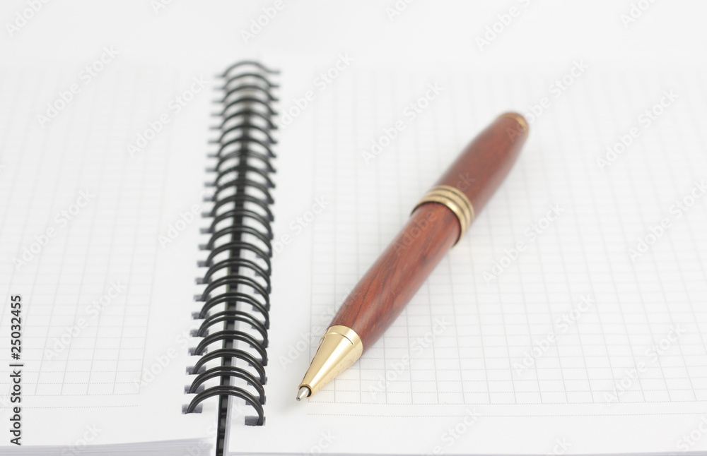 Pen on a clean sheets of spiral notebook Pen on a clean sheets of spiral notebook