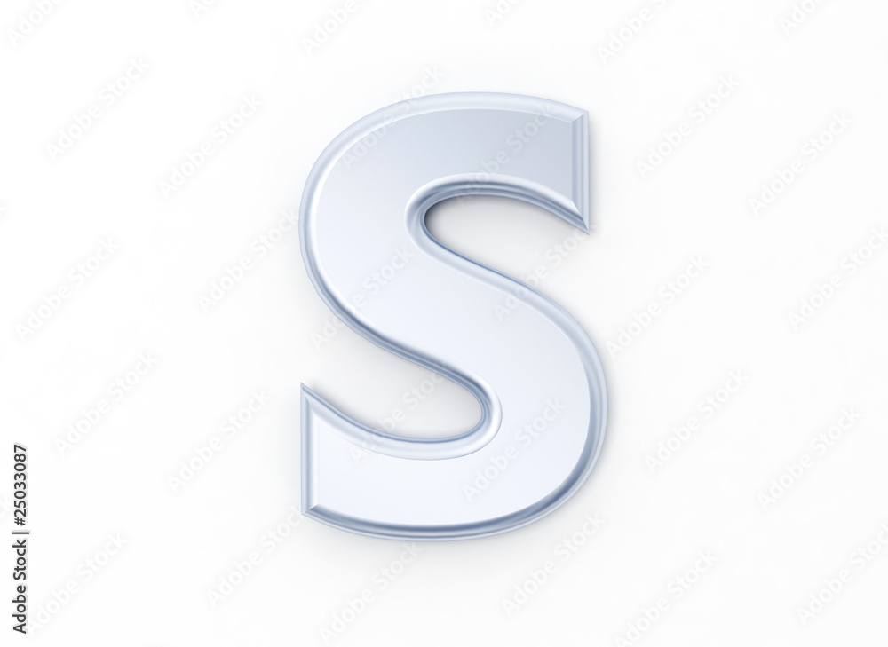 Letter S in brushed metal on a white isolated background Letter S in brushed metal on a white isolated background