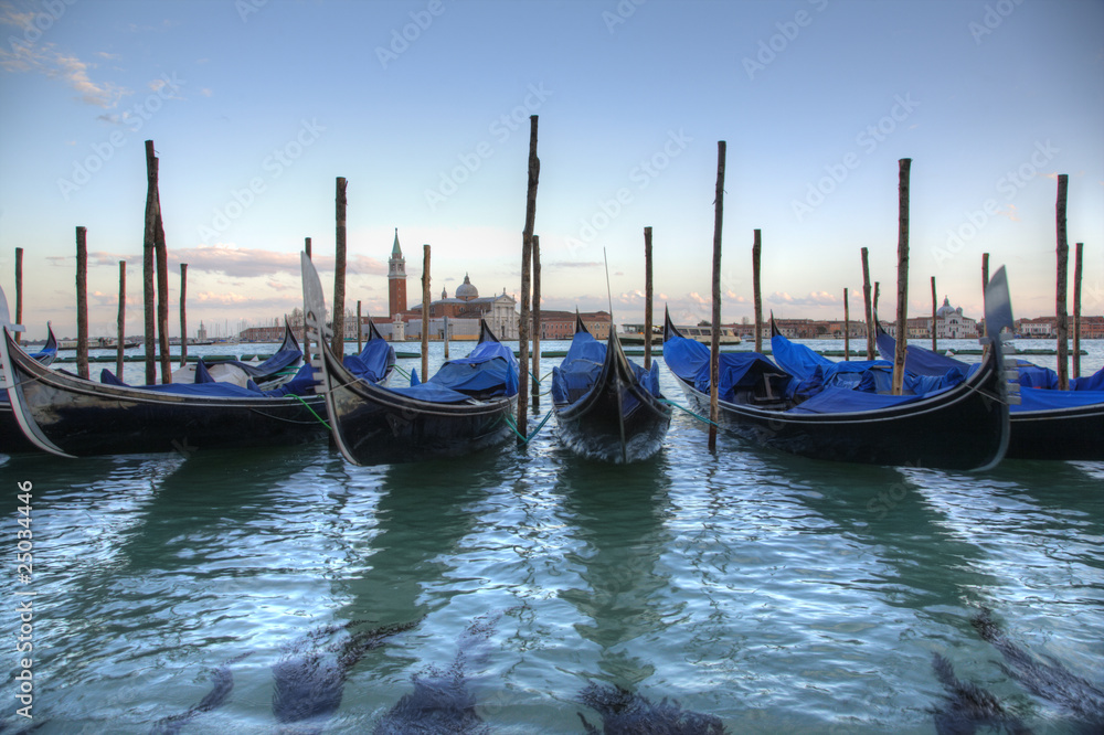 Venice Gondolas at Sunset