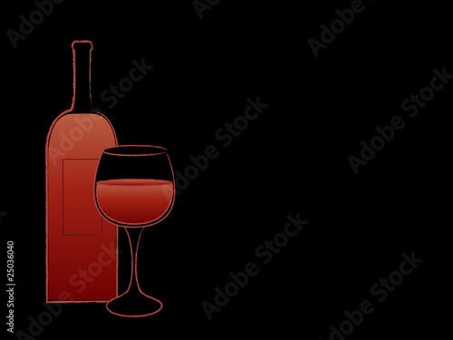 Red wine bottle and goblet