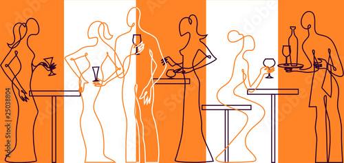 Invitation to cocktail party bar silhouette