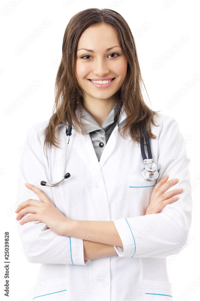 Portrait of female doctor or nurse, isolated on white Portrait of female doctor or nurse, isolated on white